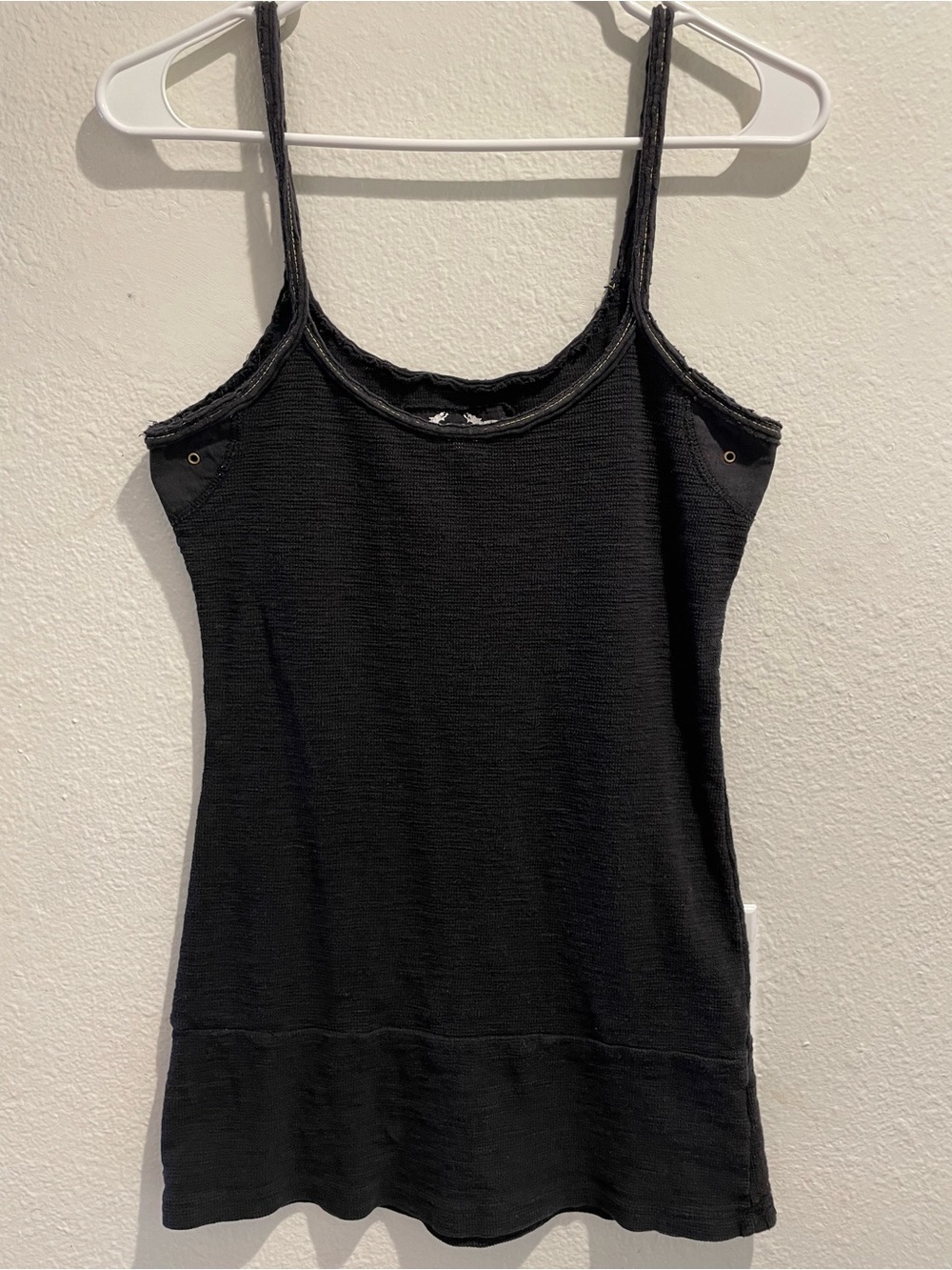 Free People Intimately Black Seamless Ribbed Long Cami Tunic Tank Slip